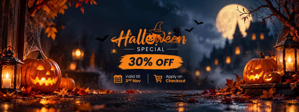 Halloween Special – 30% off, valid till 3rd Nov, apply on checkout
